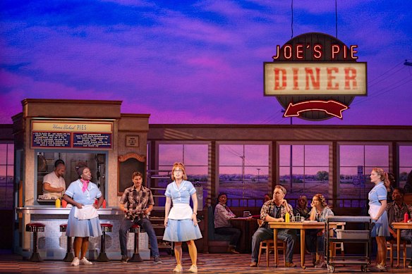Gabriyel Thomas, Mackenzie Dunn and the cast of Waitress.