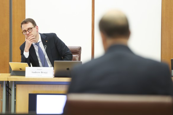 Senator Andrew Bragg and Anderson during a hearing.