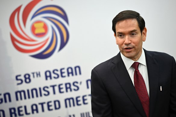 US Secretary of State Marco Rubio takes part in a media briefing during the 58th ASEAN Foreign Ministers’ meeting in Kuala Lumpur, Malaysia.