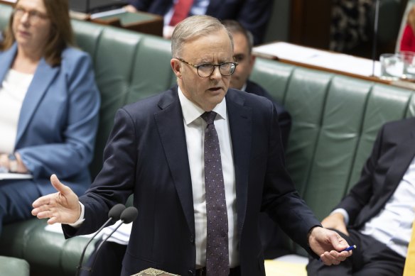 Prime Minister Anthony Albanese at Question time today.