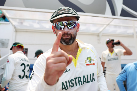 Nathan Lyon: The finger says it all.