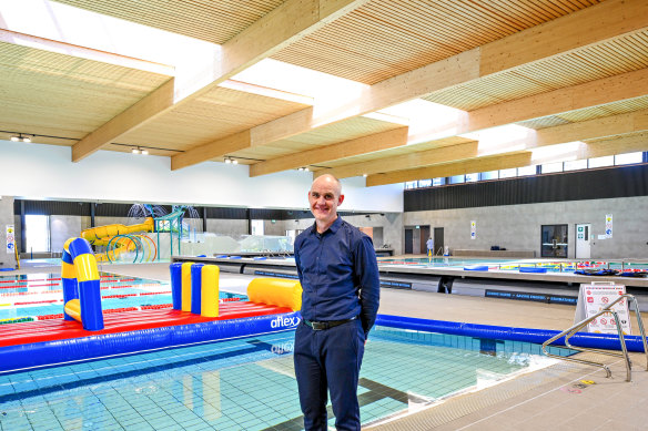 Architect Brett Diprose, from Warren and Mahoney, at the $63 million Northcote Aquatic and Recreation Centre.