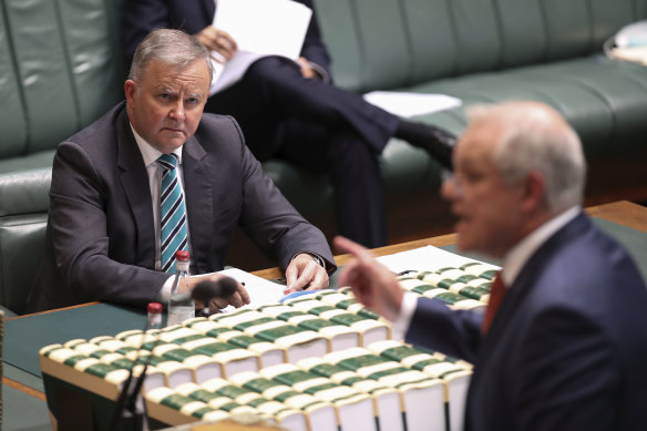 Scott Morrison snapped back at Anthony Albanese's jibes.