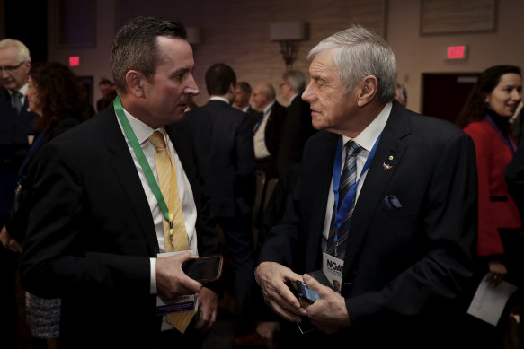 WA Premier Mark McGowan and businessman Kerry Stokes in 2018. 