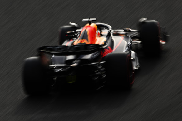 Max Verstappen on the track. 