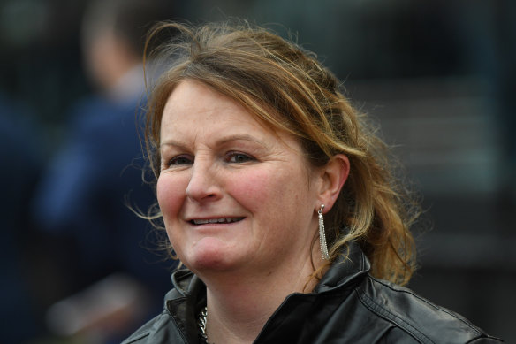 Trainer Lisa Enright at Moonee Valley Racecourse in 2018.