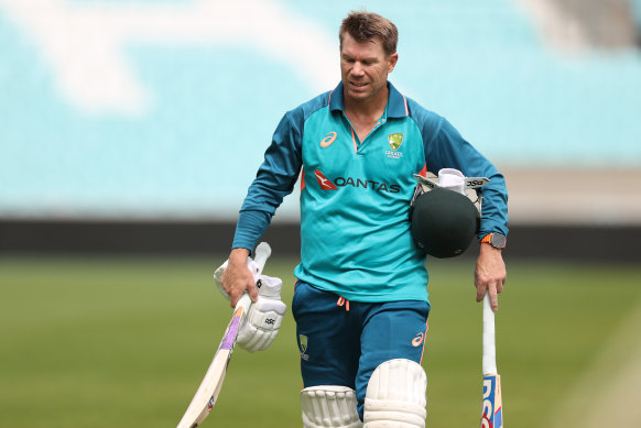 David Warner at the Oval on Tuesday. 