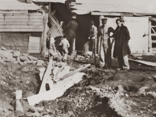 Siblings Don and June as children can be seen in this photo of the plane wreckage.