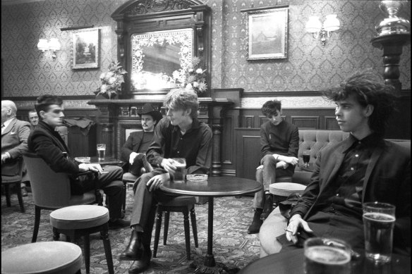 Nick Cave and the Birthday Party in a pub in Kilburn, London, in October 1981. 