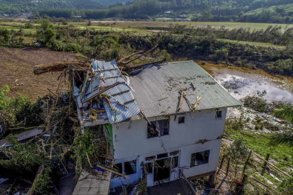 A home destroyed by floods in Mucum, Rio Grande do Sul, Brazil.