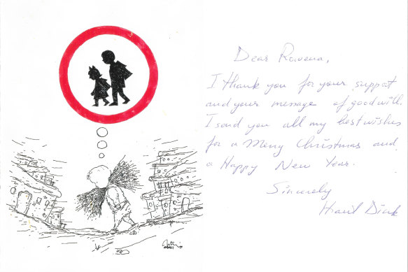 The card that journalist Hrant Dink sent after receiving a 2006 Christmas card from PEN Melbourne.  