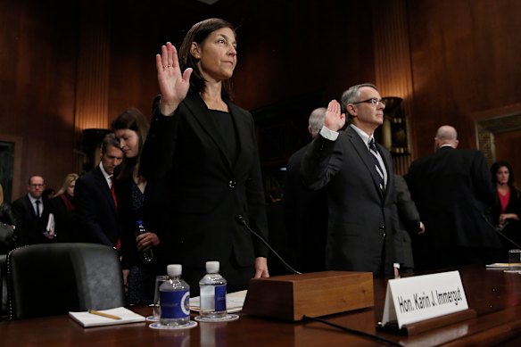 Karin Immergut is sworn in as a US District Court judge in 2018.
