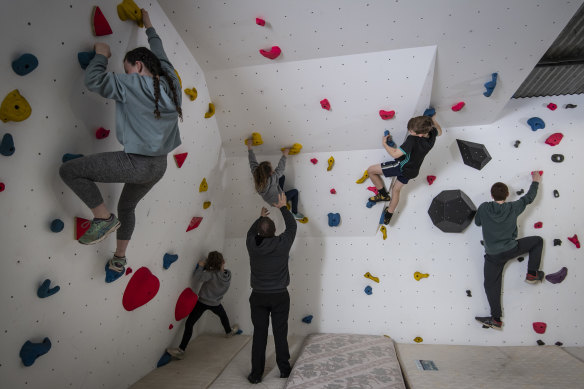 The Chapman family from Penrith have built a climbing wall in their back shed which they have used regularly during lockdown