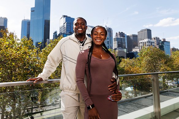 Richardson with her partner, and fellow sprint star, Christian Coleman.