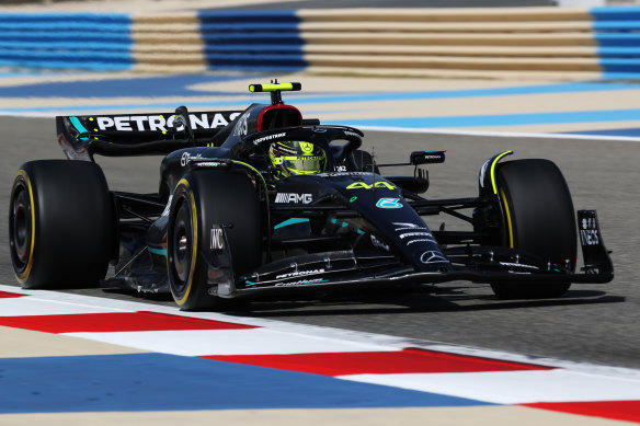 Lewis Hamilton in testing at Bahrain last week.