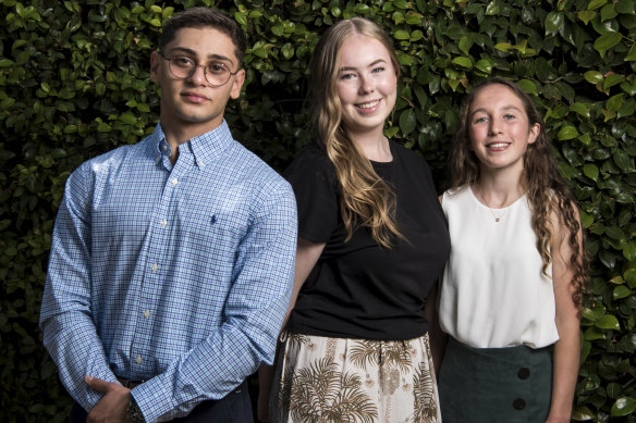 Trinity Grammar student Christyon Hayek and Redlands students Isabel Binnekamp and Lindsay McNeil.