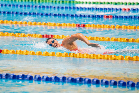 Ariarne Titmus in her 400m freestyle race in Sydney. 