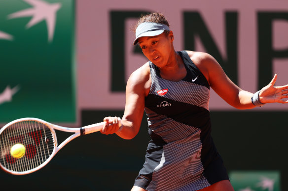 Naomi Osaka in her first-round match in Roland Garros last year. She was later fined for refusing to attend a press conference.