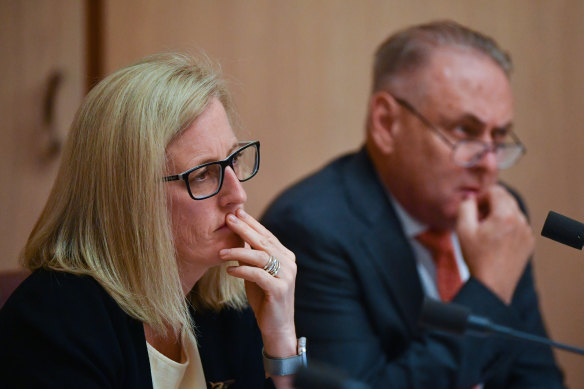 Labor senators Katy Gallagher and Don Farrell, who have grilled witnesses in the Senate inquiry into sports rorts.