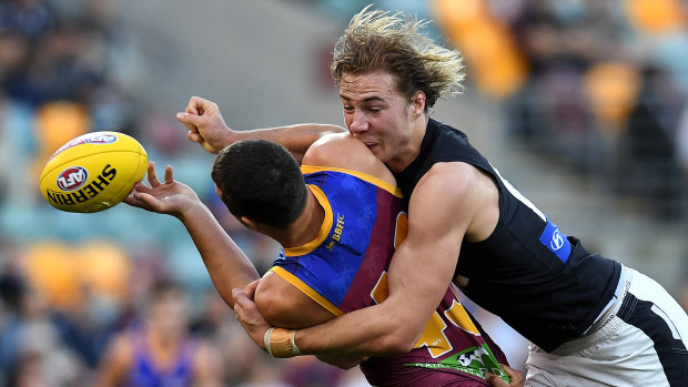 Harry McKay in action against the Lions last year.