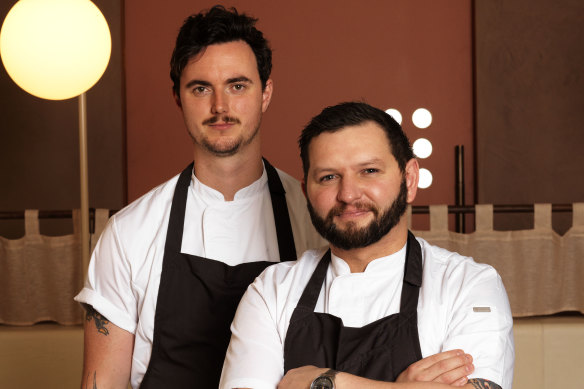 Tilda head chef Nathanael Merchant (left) with precinct executive chef Elliott Pinn.