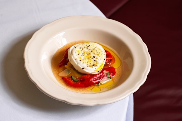 Mozzarella and fire roasted peppers.