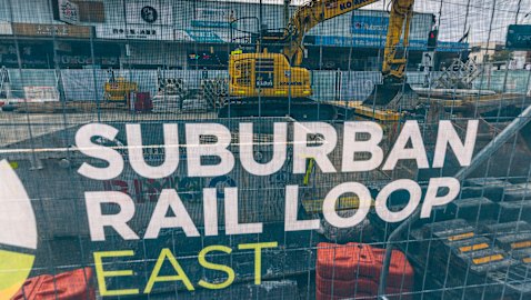 Suburban Rail Loop construction in Clayton last year.