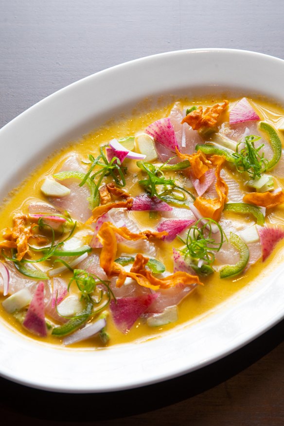 Kingfish tiradito is a Peruvian take on the ubiquitous kingfish ceviche.