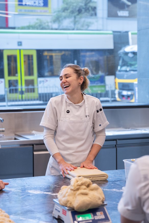 The Lune team preparing pastries on site ahead of opening day.