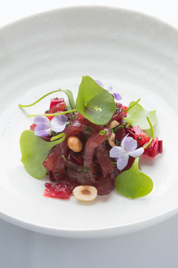 Tuna, scallop and beetroot.