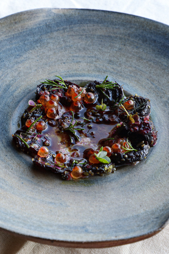 Beetroot with salon roe.