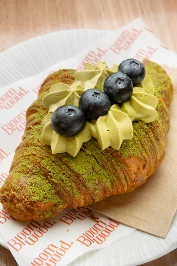 Blueberry matcha croissant.