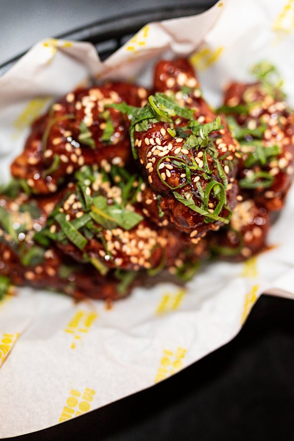 Sticky soy and sesame wings. 