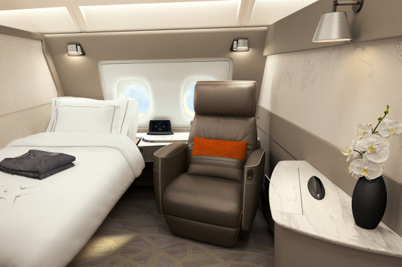 First class cabins on the A380 are pure luxury.