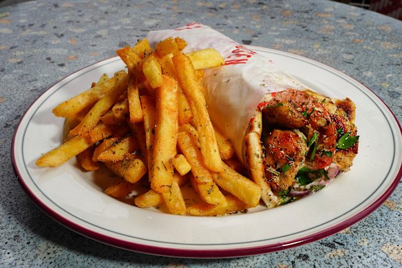 Greek souvlaki with chips are on the menu each Friday.
