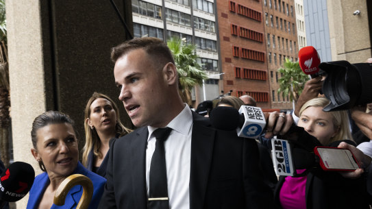 Former Seven producer Taylor Auerbach arriving at the Federal Court in Sydney on Thursday.