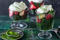 Berry matcha trifle.