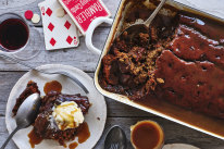 Baking in an ovenproof serving dish makes for a beautiful dessert to serve at the table on Father’s Day.