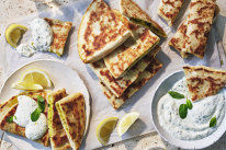 Julia Busuttil Nishimura’s stuffed flatbreads with minted yoghurt.  