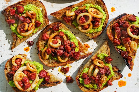 Use fresh broad beans, which are plentiful in spring, or frozen ones at any other time of year.