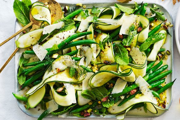 Helen Goh’s zucchini and green bean salad is full of texture and freshness.