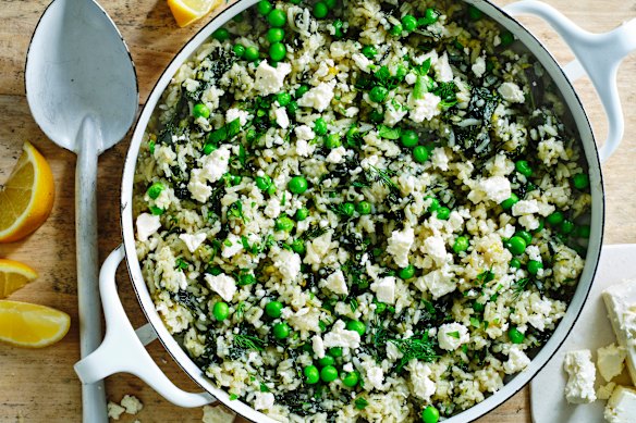 Danielle Alvarez’s recipe for Greek spanakorizo (spinach rice). 