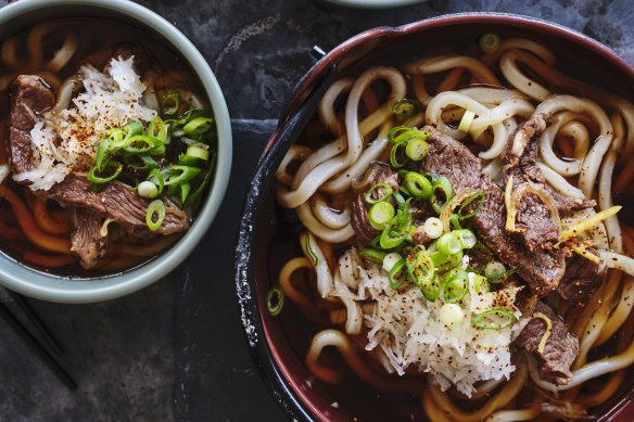 Julia Busuttil Nishimura’s niku udon (beef udon noodle soup).