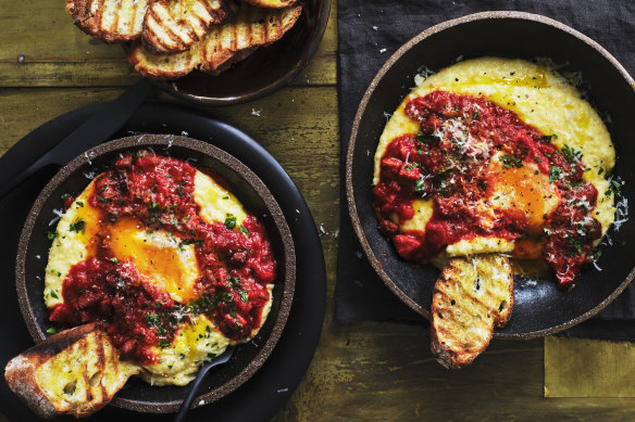 Enjoy these eggs on a bed of soft polenta for breakfast or dinner.