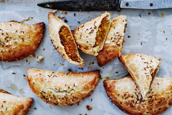 Helen Goh’s spiced lentil and vegetable pasties.