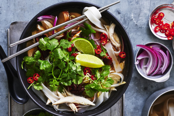 Adam Liaw’s roast chicken pho.