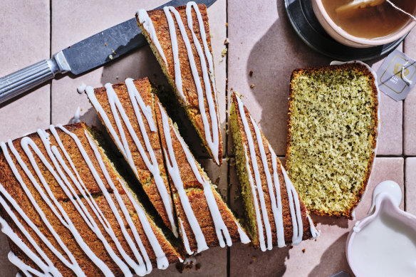 Julia Busuttil Nishimura’s Earl Grey loaf cake with lemon icing.