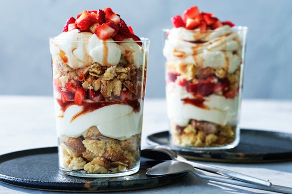 Strawberry and mascarpone parfait.