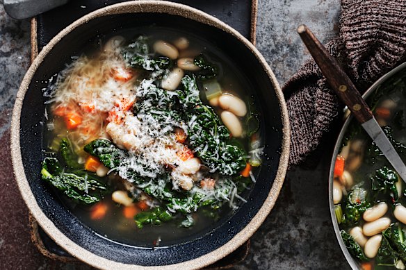 Julia Busuttil Nishimura’s white bean, cavalo nero and parmesan soup.
