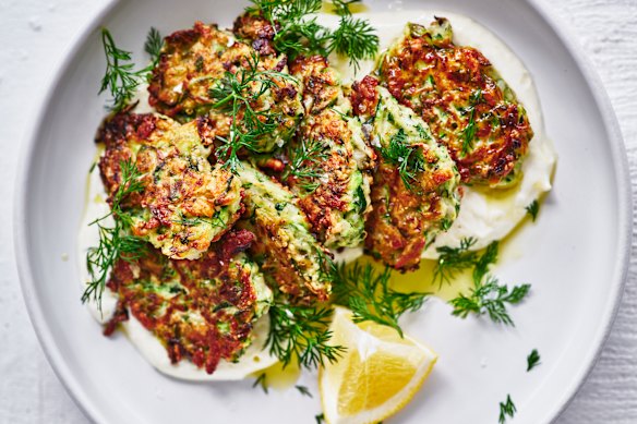 Julia Busuttil Nishimua’s zucchini and halloumi fritters.